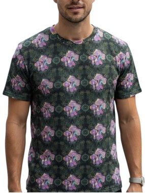 SUPER MASSIVE Psychedelic Magic Mushroom Graphic Tee Grey Small Indie Trippy Y2K